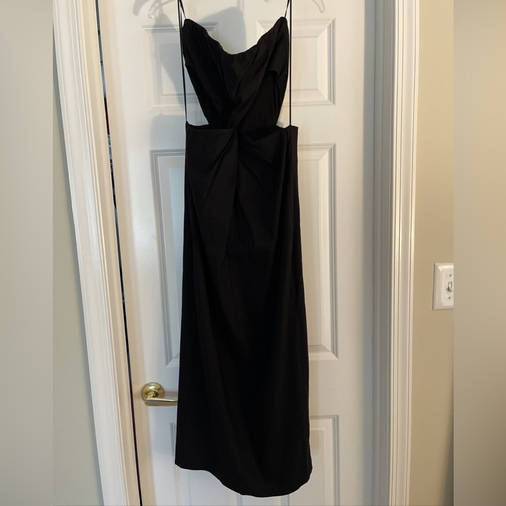 Zara Black Strapless Twist Front Maxi Dress with Cutouts L NWT Sold Out